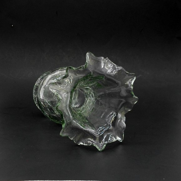 Vintage Smith"s Old Timer Clear Crackle Vase Ozark Art Glass 6.75" Ruffle Top Si - Picture 7 of 7